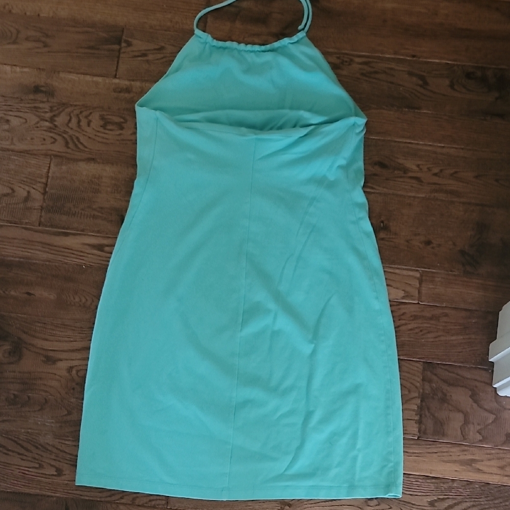 New York & Company Teal Backless Dress - Picture 2 of 4
